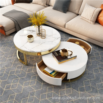 luxury Stainless Steel Round Metal Gold Coffee Tables